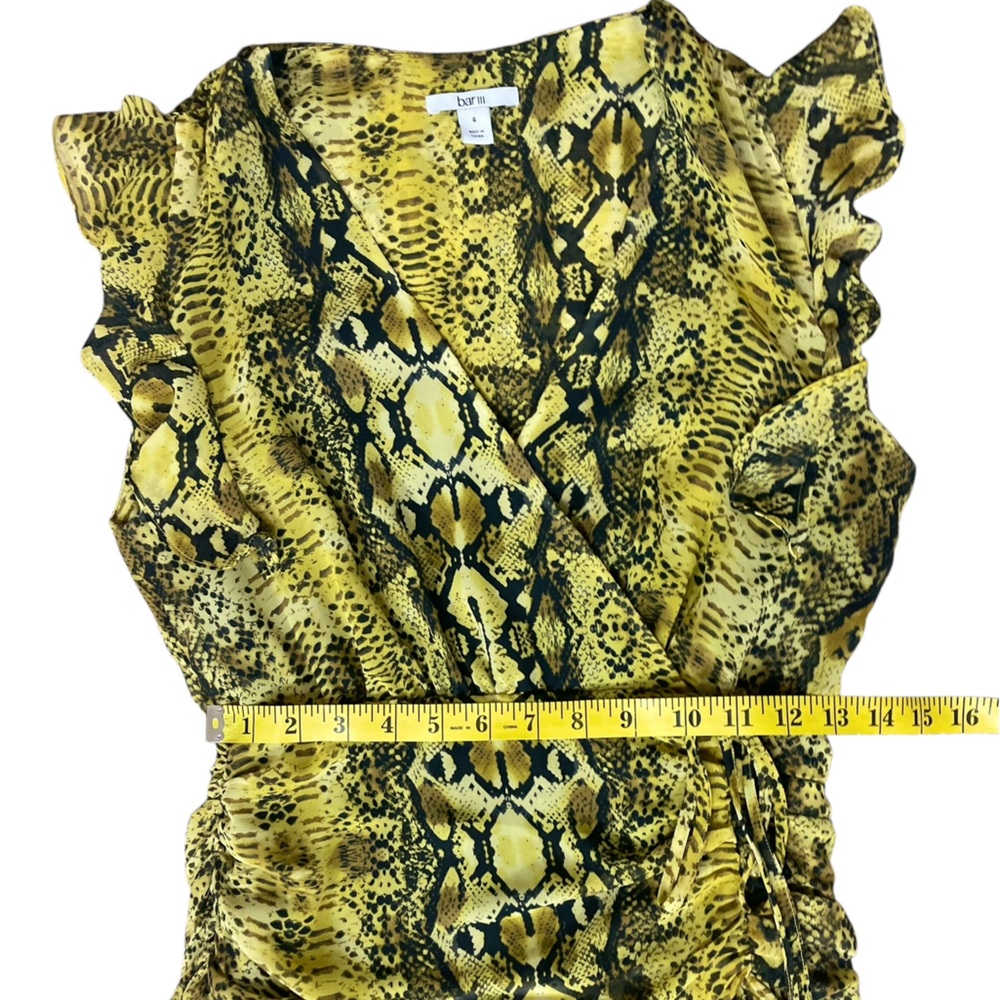 EUC Bar III Ruched Python Print High-Low Faux Wra… - image 10